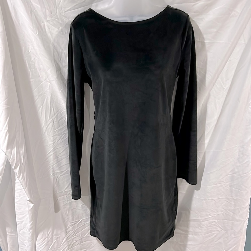 Faux Black Velvet Dress